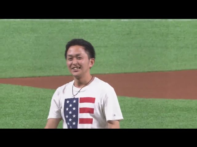 【始球式】ホークス・今宮と高校時代のチームメイト!! 歌手・下松翔さんが始球式!! 2017/4/26 H-F