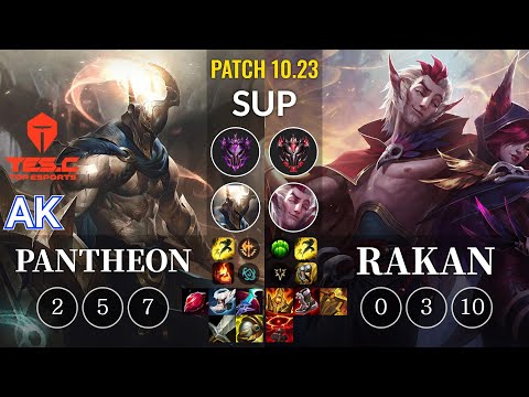 TES AK Pantheon vs Rakan Sup - KR Patch 10.23