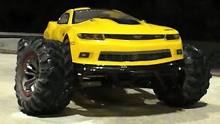 Testing new RC car body adapted to Xinlehong 9125. Old car body replaced with Chevrolet Camaro body.