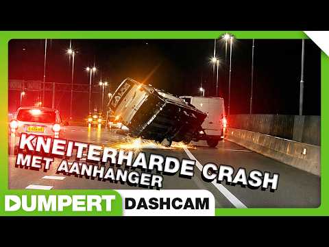 Kneiterharde crash met aanhanger! | Dumpert Dashcam 74