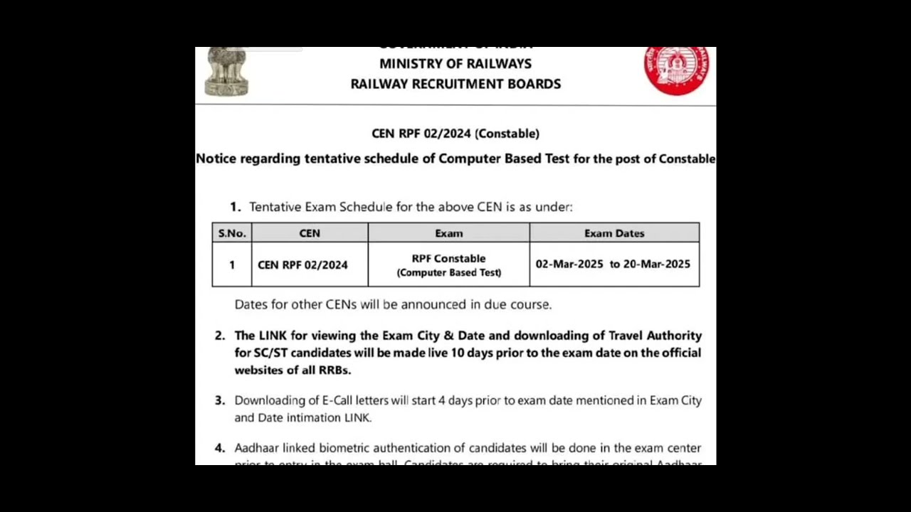 RPF CONSTABLE ADMIT CARD 2024-25 !! BIGGEST UPDATE !!! #rpf_new_vacancy_2024