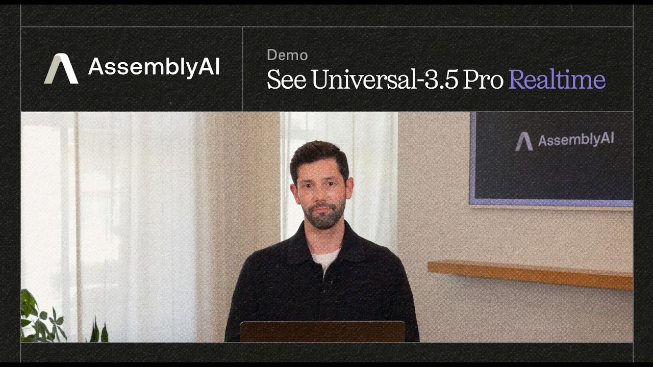 Live demo of AssemblyAI's Universal-3.5 Pro Realtime Speech-to-Text model video thumbnail