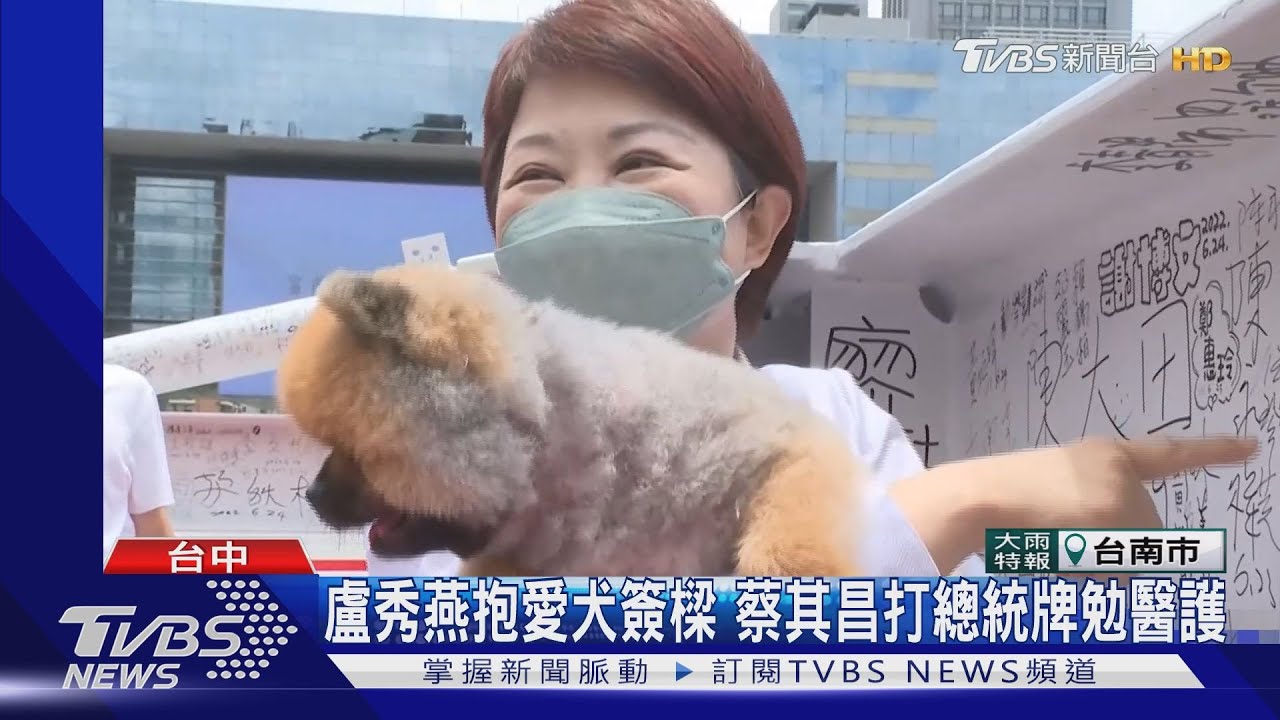盧秀燕抱愛犬簽樑　蔡其昌打總統牌勉醫護