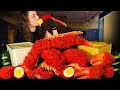 ASMR MUKBANG HOT CHEETOS KING CRAB SEAFOOD BOIL CREAMY ALFREDO SAUCE CHEESE SAUCE ASMR EATING