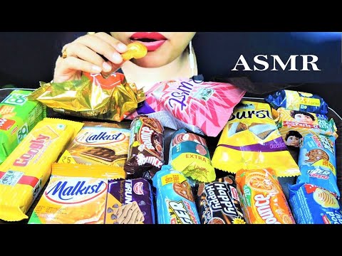 ASMR EATING SHOW ONLY RS 5/- CHOCOLATE ORANGE MILKY COCONUT BISCUITS COOKIES