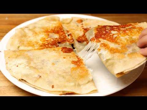 No oven! Cheesy and Delicious! Beef Quesadilla Made in a Pan. Easy Dinner Recipe