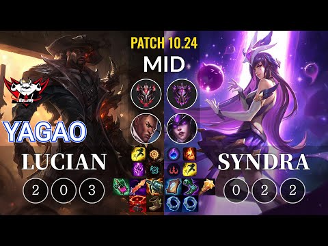 JDG Yagao Lucian vs Syndra Mid - KR Patch 10.24