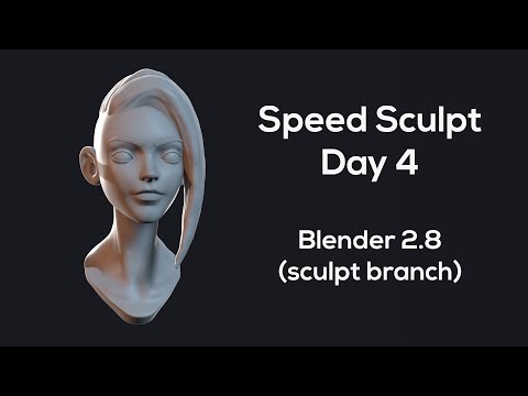 Sculpting timelapse | Day 4 | Stylized girl | Blender 2.8 (Sculpt branch)