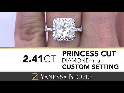 2.41ct PRINCESS CUT DIAMOND RING | Over 2ct Princess Cut Diamond Halo Ring for Jackie