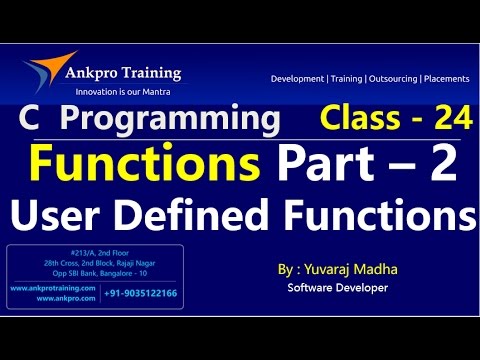 C language Class 24 Functions in C programming User defined functions or custom function Part 2