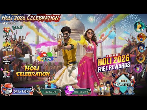 Holi Event Free Rewards 2026🥳🔥| Free Magic Cube & Angelic Event | Free Fire New Event | ff new event