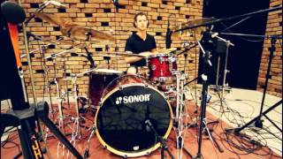 Alex Galesnik WEESP drummer during recordings "Black Sails" at HERTZ RECORDING STUDIO