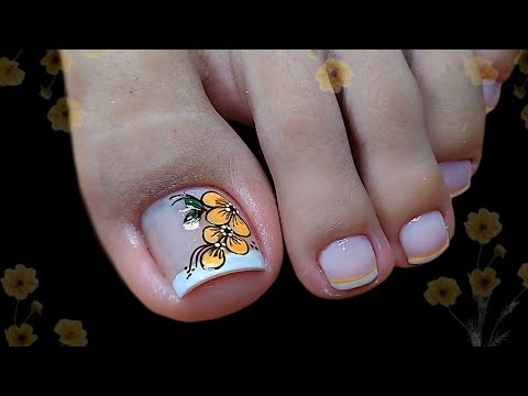 Diseño de uñas con flor naranja 🍊 🧡/Uñas decoradas con flores😍