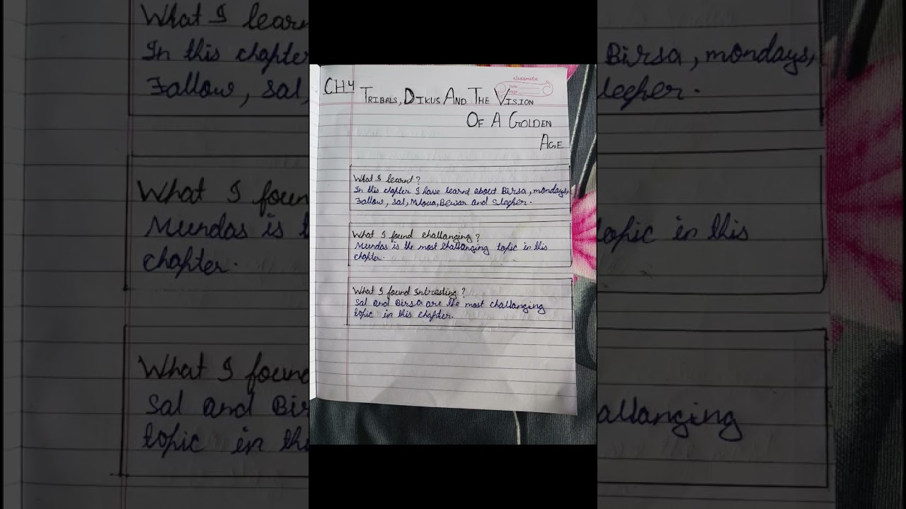 Class 8 History learner Diary chapter 4 Tribals , Dikus And The Vision Of A Golden Age