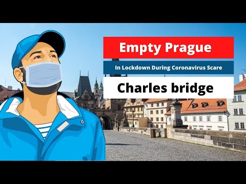 The empty Charles bridge without tourists In Prague In Lockdown During Coronavirus Scare