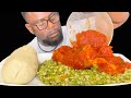 ASMR MASSIVE EATING SOUND|FUFU & SPICY OKRA SOUP WITH STEW, COW LEG AND DRIED FISH (MESSY EATING).