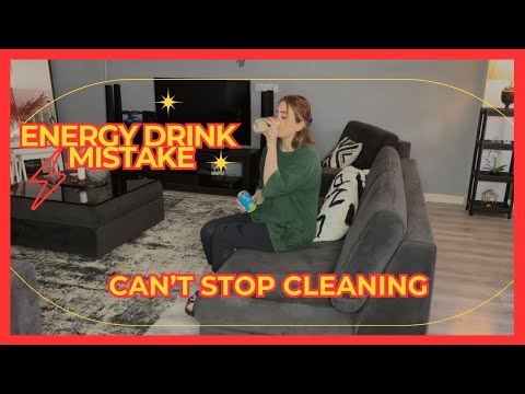 "One energy drink turned me into a unstoppable cleaning machine 😭🧹🔥 (my cats did NOT approve)"