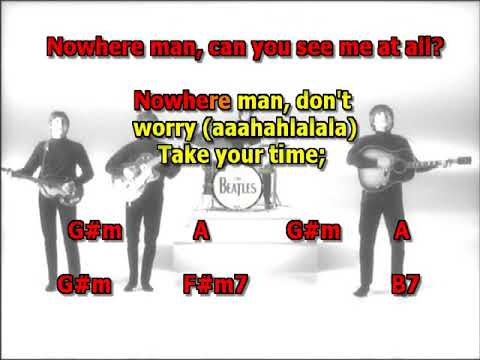 Nowhere Man Beatles best karaoke instrumental lyrics chords cover