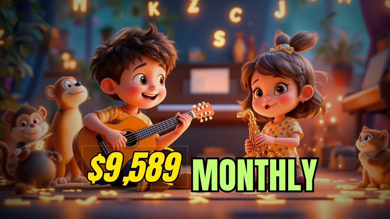 CREATE Faceless Kids Music Animation Videos FAST and Make $9,589/Month!