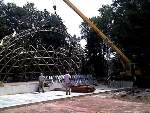 Wooden dome frame installing in Šalčininkai
