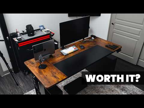 SEDETA Farmhouse Electric Standing Desk, 63" Height Adjustable Computer Desk with 3 Drawers, Storage Shelves, Power Outlets, Wood Home Office Stand up Desk for Work, Study, Writing, White video review thumbnail