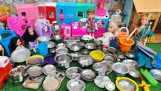 Miniature kitchen set things cleaning work at Barbie girl/Barbie show Videos tamil