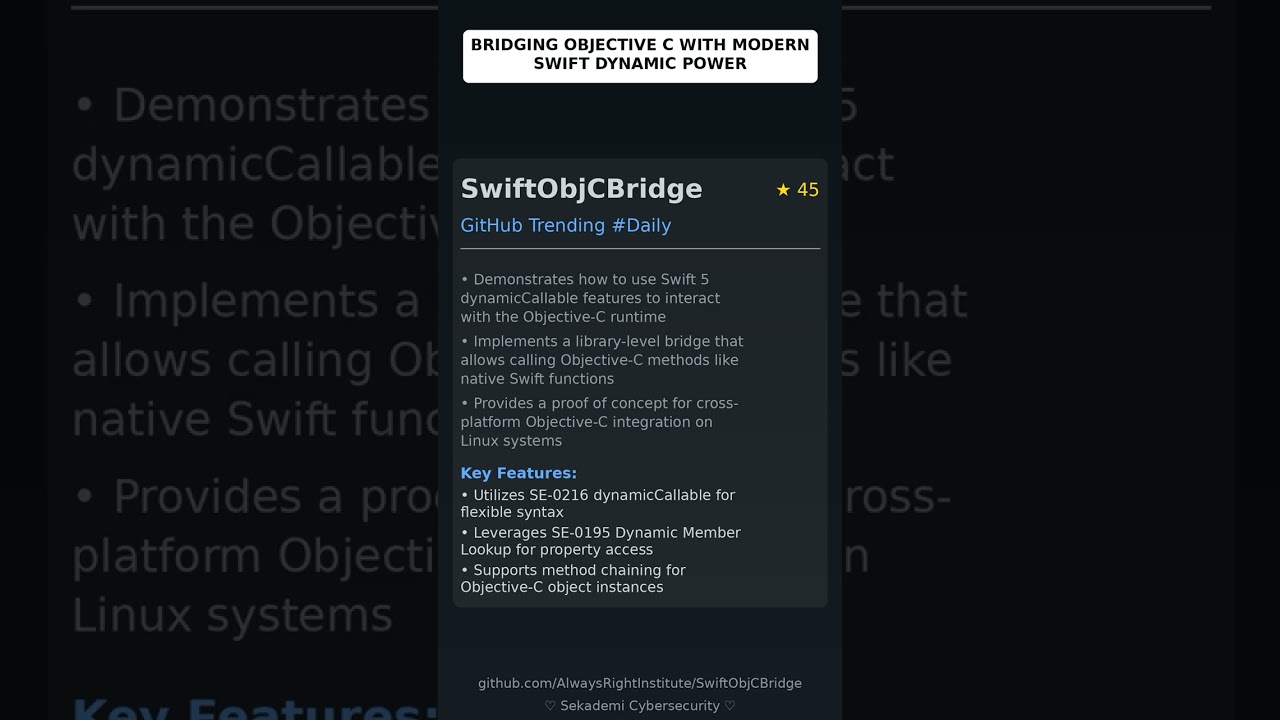 GitHub Trending Repositories: helje5/SwiftObjCBridge 🇬🇧