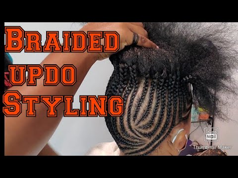 Protective updo Cornrow style on natural hair. How to...