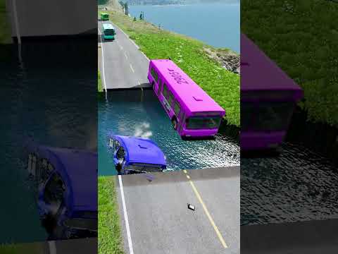 Bus überquert riesige Wassergrube #32 | #beamngdrivemods #doublespeedbumps #carsvswaterpit