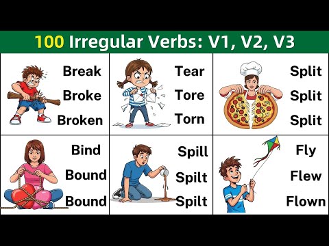 100 Irregular Verbs in English | V1 V2 V3 Verb Forms | Learn English Vocabulary & Grammar