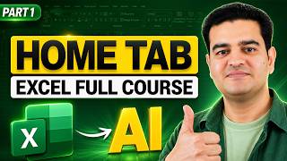 MS Excel Home Tab All Options Tutorial in Hindi | MS Excel full Course with AI 2026 | #msexcelcourse