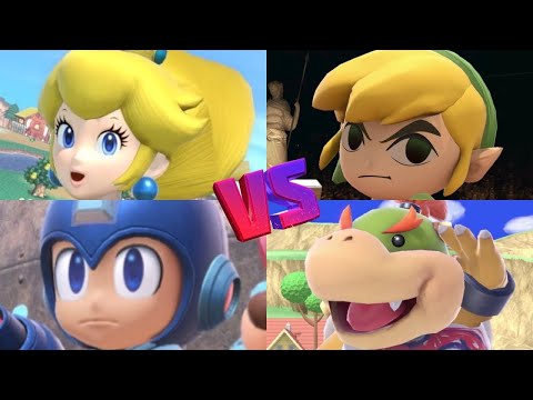 SSBU - Peach (me) and Toon Link vs Mega Man and Bowser Jr