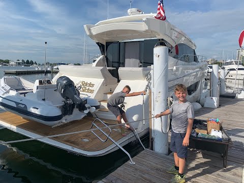 Carver C52 Swim Platform Operation and Davit Launch with Hurley Dinghy Chocks. 2019 C52 For Sale