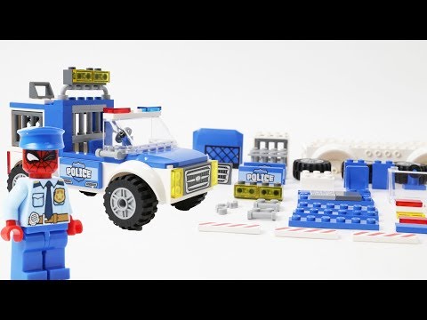 LEGO Police Car Toys Building Block for Children - Build & Play Hulk and Spiderman Assembly Video