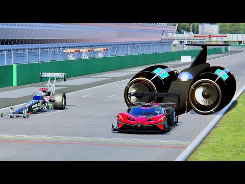 Bugatti Bolide GTR vs Top Fuel Dragster vs Thrust SSC - Drag Race