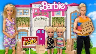Barbie & Ken Doll Family New Dollhouse Moving Day Story