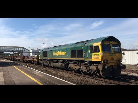 (HD) Freightliner Class 66526 Old Concrete/Wood Sleeper Train @ Bridgwater 09.05.18
