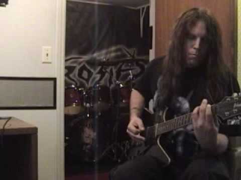 Monstrosity drummer Lee Harrison records guitars for a new demo track