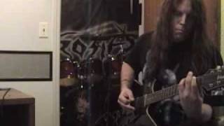 Monstrosity drummer Lee Harrison records guitars for a new demo track