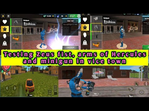 ROPE HERO VICE TOWN GAMEPLAY DESTROYING WHOLE CITY WITH ZEUS FIST, ARMS OF HERCULES AND MINIGUN