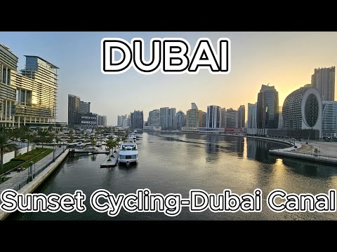 Sunset Cycling - Dubai Canal 🇦🇪 Original Audio | 4K #dubai #businessbay