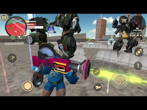 Dance with 3 robot cars at ARMY CAMP #49  rope hero vice town ( by Naxeex LLC ) Android GTA Gameplay