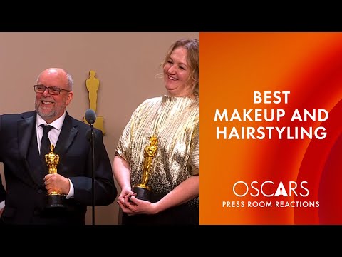 afbeelding Best Makeup and Hairstyling | 'Poor Things' | Oscars 2024 Press Room Speech