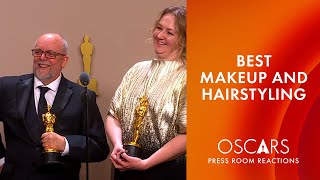 Best Makeup and Hairstyling    Poor Things    Oscars 2024 Press Room Speech