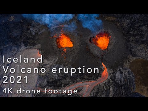 Volcano eruption Iceland in 4K