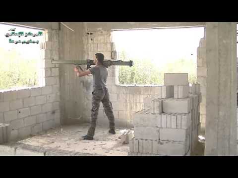 استهداف تحصينات قوات النظام في اللواء 52 في الحراك بواسطة قاذف أوسا من قبل كتائب الجهاد