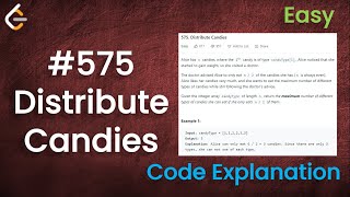 YouTube video 'Distribute Candies | Live Coding with Explanation | Leetcode - 575'