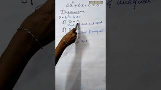 nature of roots from the value of discriminant of a quadratic equation......