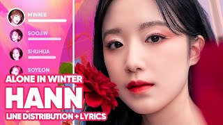 Download lagu (G)I-DLE - HANN (Alone in winter) 한/寒 (Line Distribution Lyrics Color Coded) PATREON REQUESTED mp3 Download lagu (G)I-DLE - HANN (Alone in winter) 한/寒 (Line Distribution Lyrics Color Coded) PATREON REQUESTED mp3
