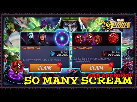 HUGE ORB OPENING!! 100+ Red Star Premium & Mega Orbs!! LOTS of Good Pulls Marvel Strike Force
